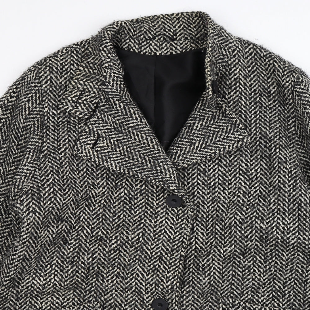 C&A Womens Grey Striped Knit Overcoat Coat Size 18