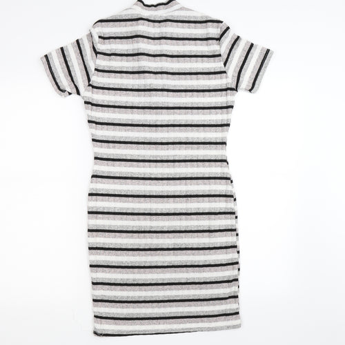 Select Womens Grey Striped Knit T-Shirt Dress  Size 12