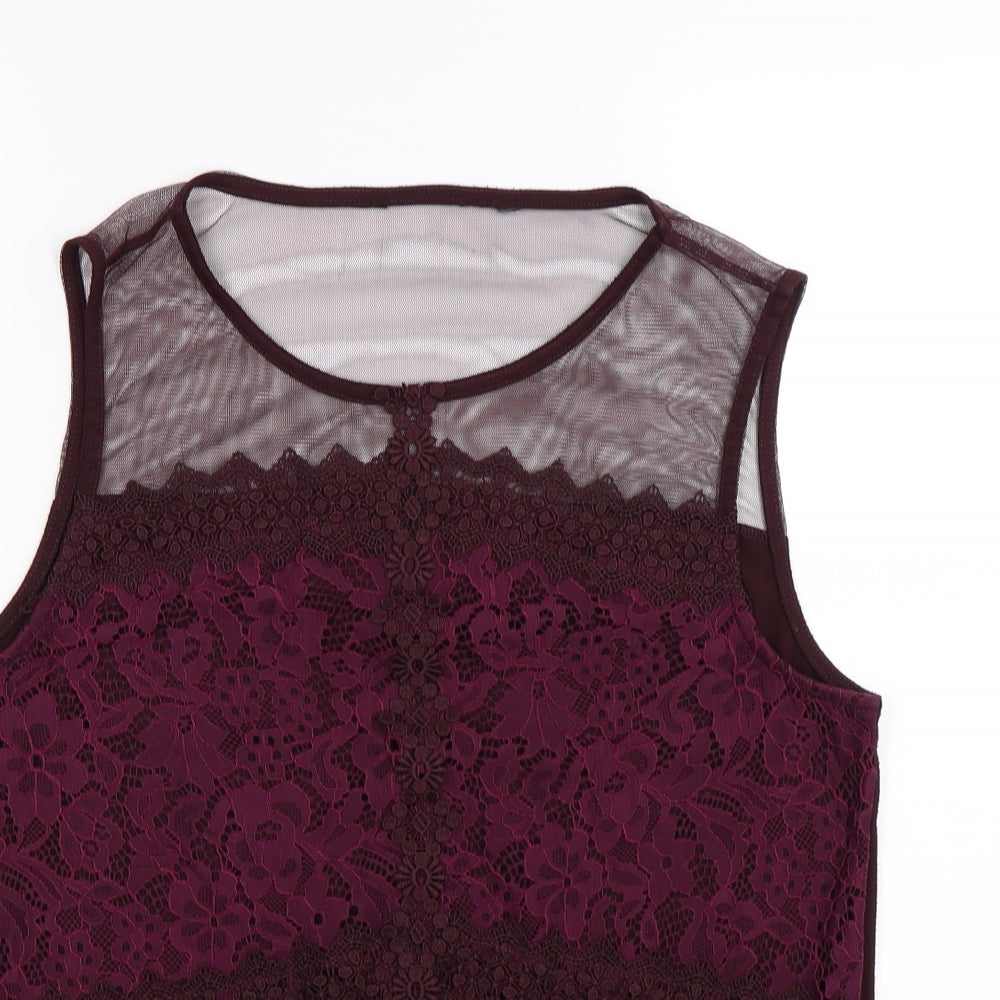 Dorothy Perkins Womens Purple Floral  Basic Tank Size 16