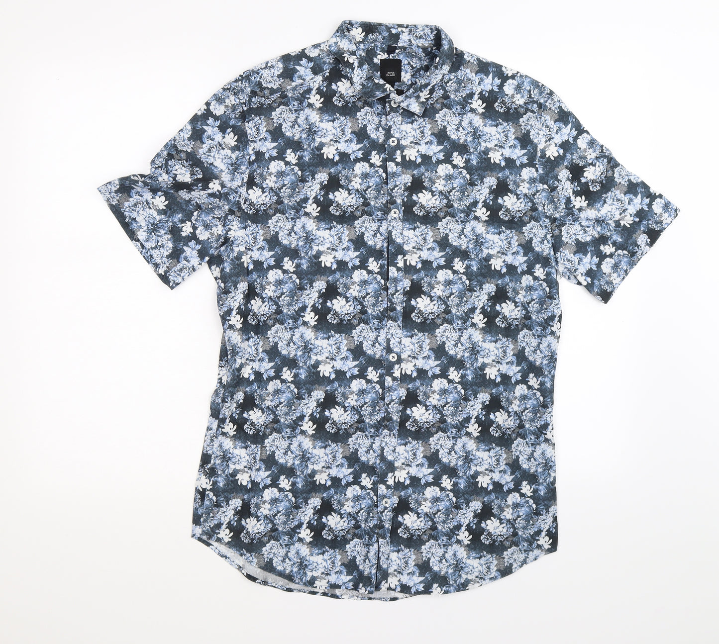 river isand Mens Blue Floral   Button-Up Size M