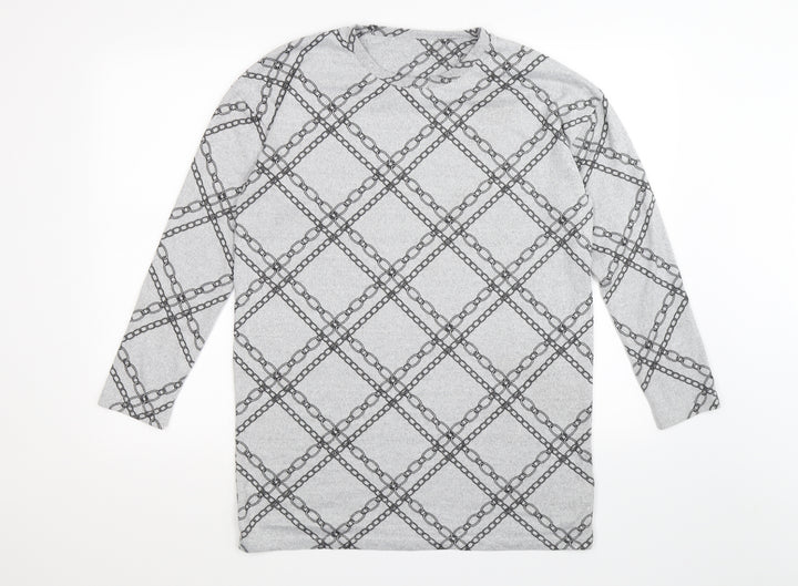 F&F Womens Grey Check Knit Pullover Jumper Size 14  - chains