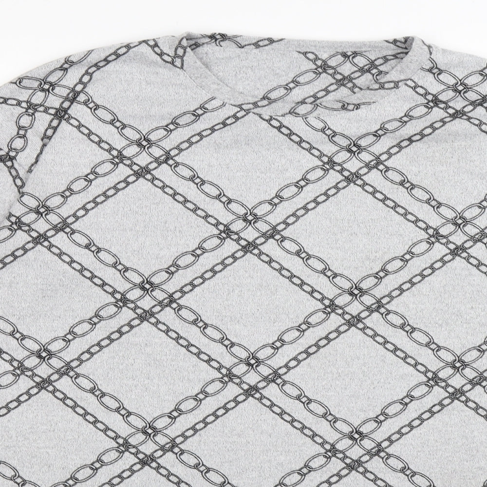 F&F Womens Grey Check Knit Pullover Jumper Size 14  - chains