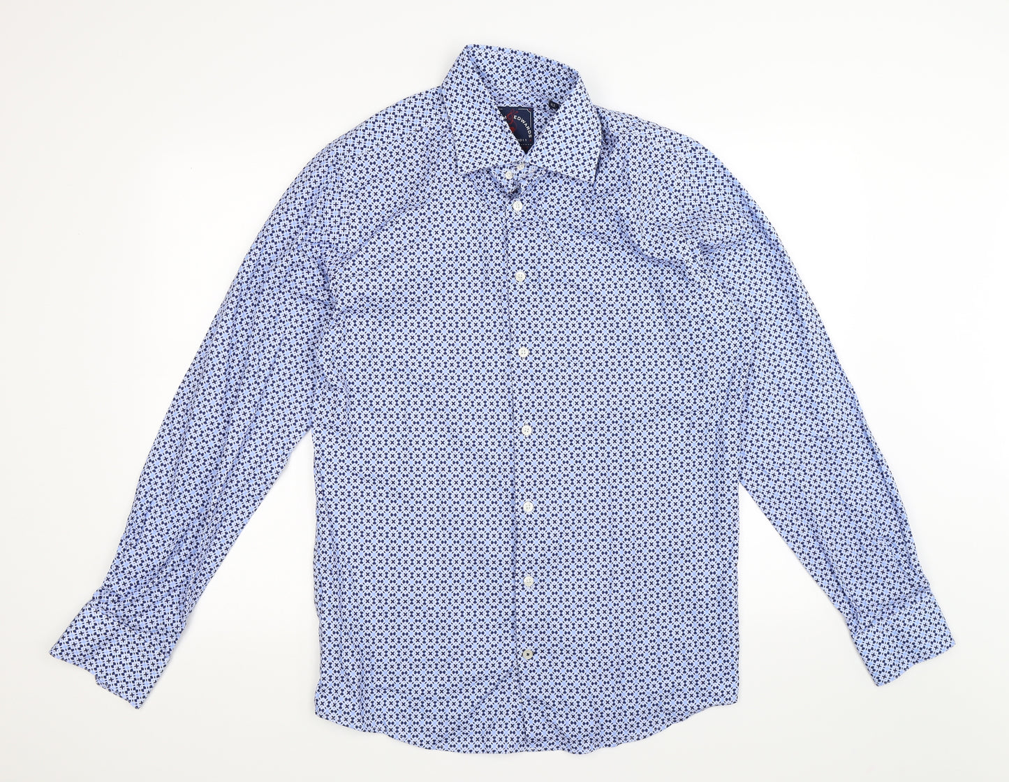 Williams & Brown Mens Blue Geometric   Dress Shirt Size 16.5