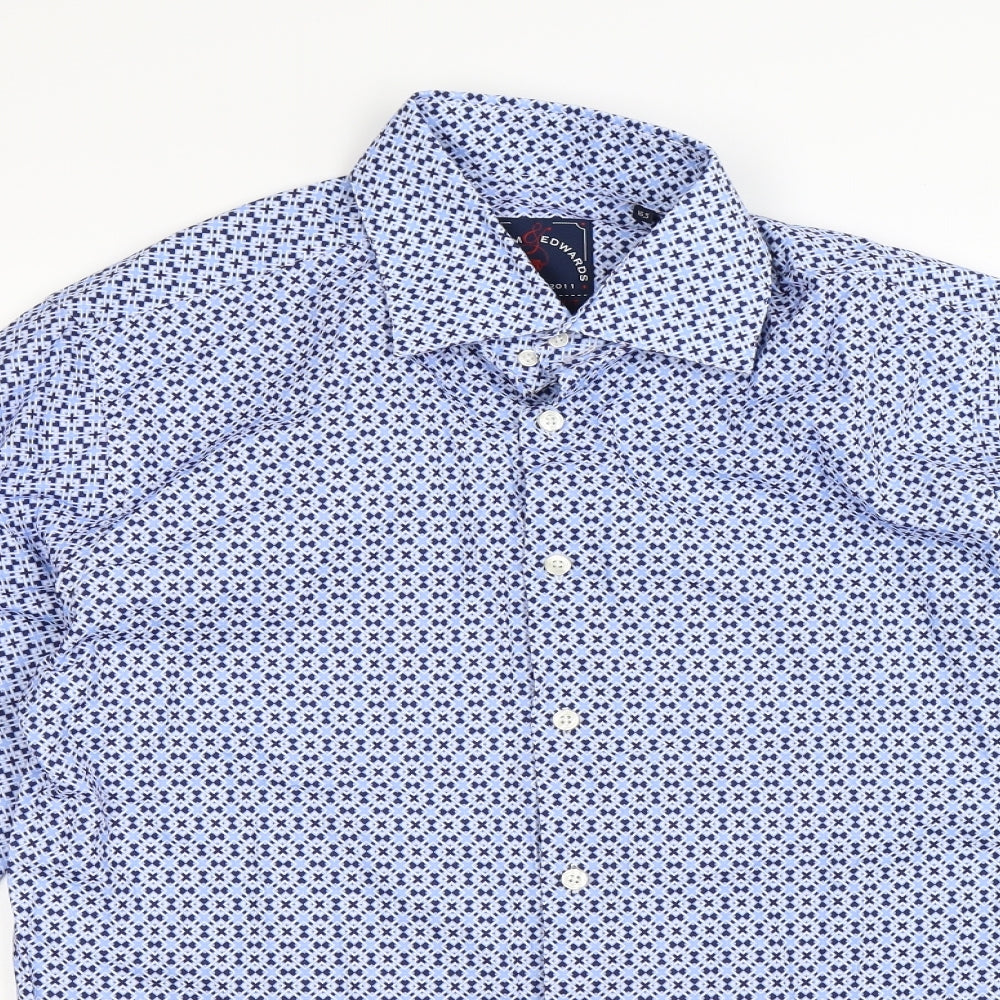 Williams & Brown Mens Blue Geometric   Dress Shirt Size 16.5