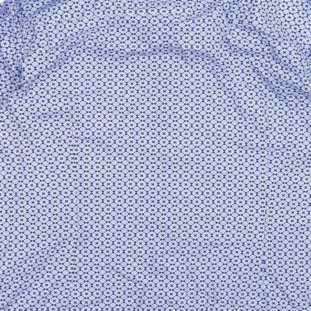 Williams & Brown Mens Blue Geometric   Dress Shirt Size 16.5