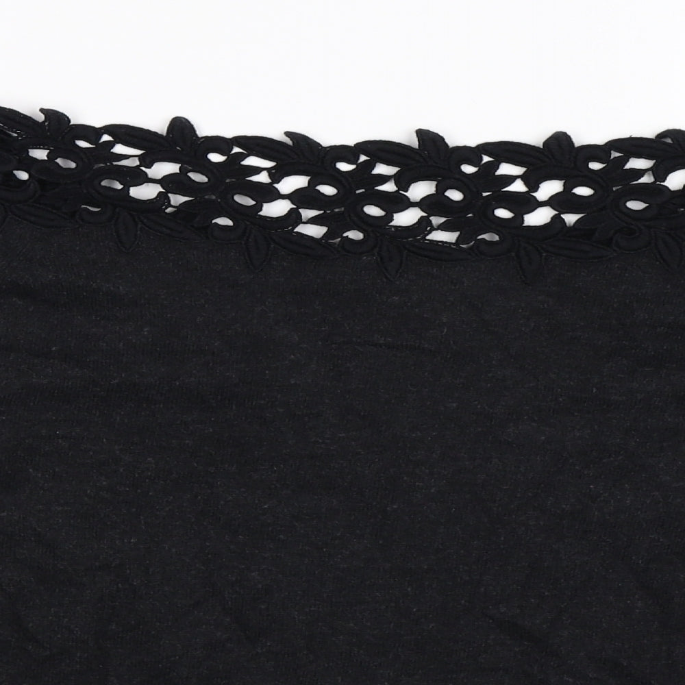 Clements Ribeiro Womens Black Floral Knit Pullover Jumper Size 12