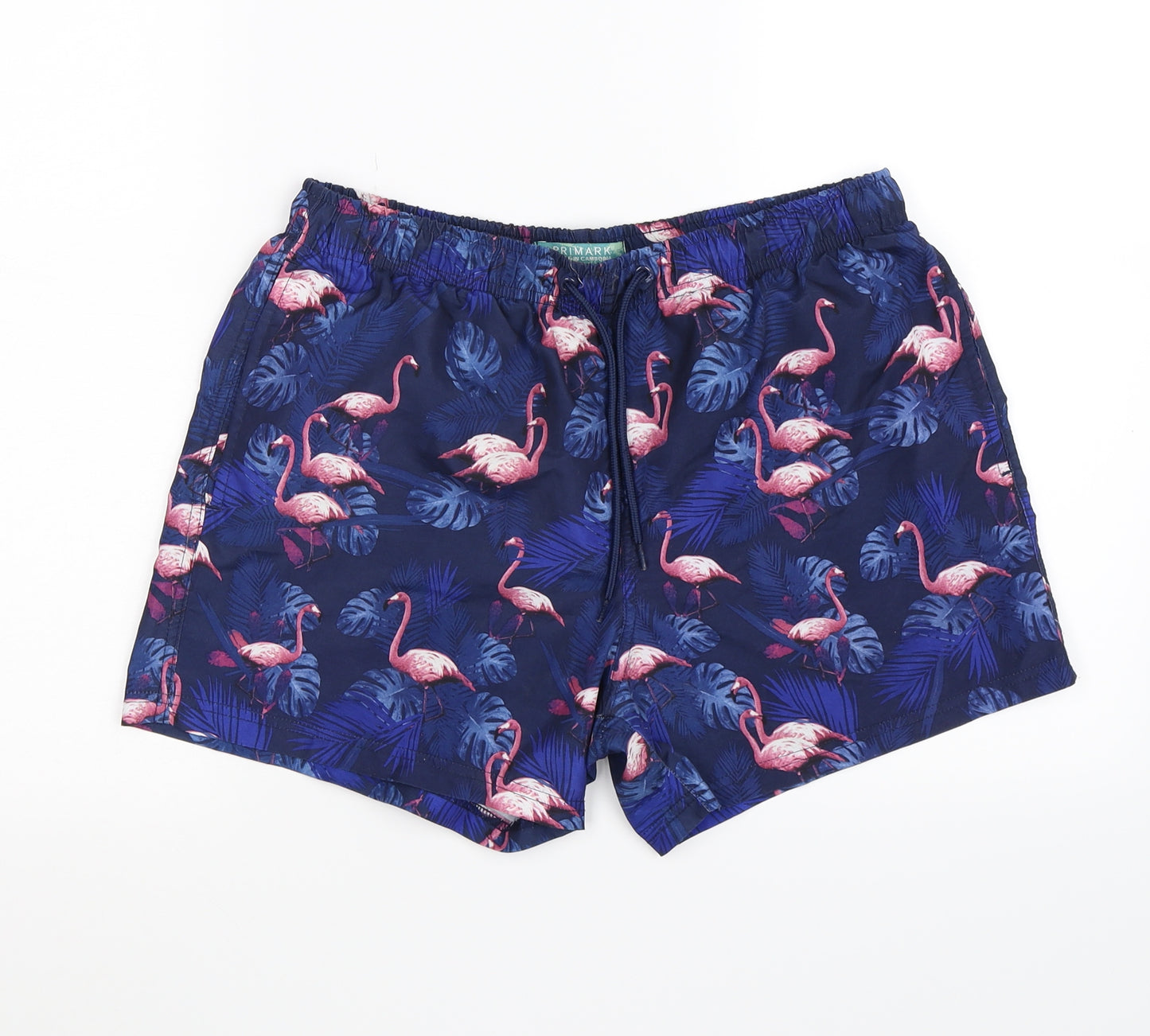 Primark Mens Blue Animal Print  Sweat Shorts Size S - flamingo