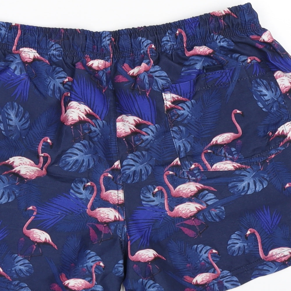 Primark Mens Blue Animal Print  Sweat Shorts Size S - flamingo