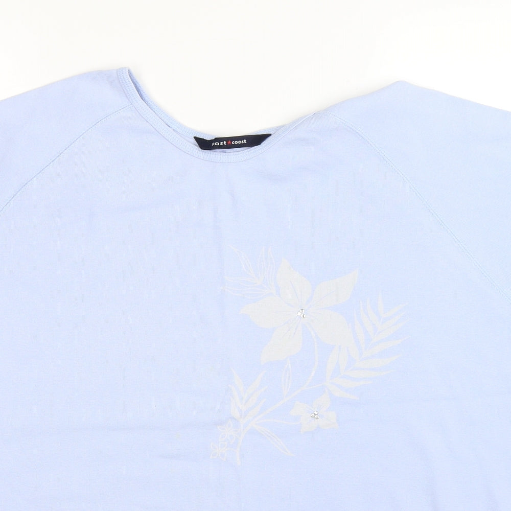 East Coast Womens Blue Floral  Basic T-Shirt Size 32