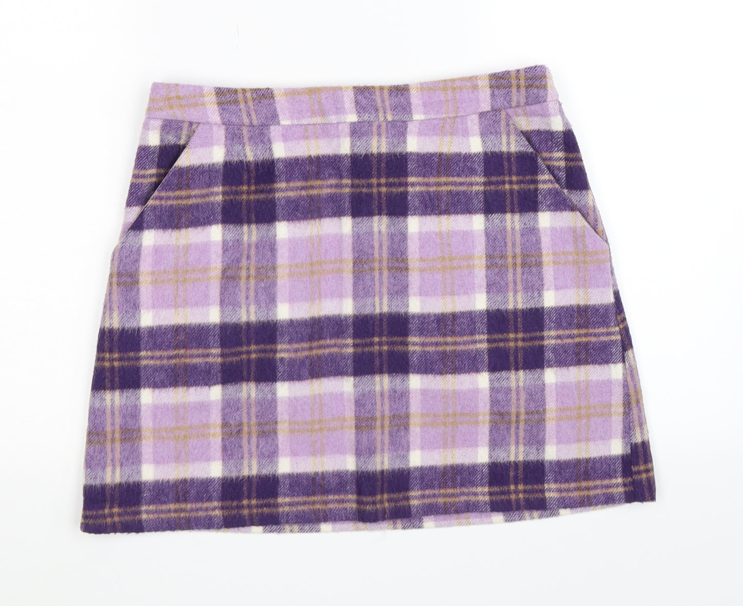 Topshop Womens Purple Check Knit Straight & Pencil Skirt Size 10