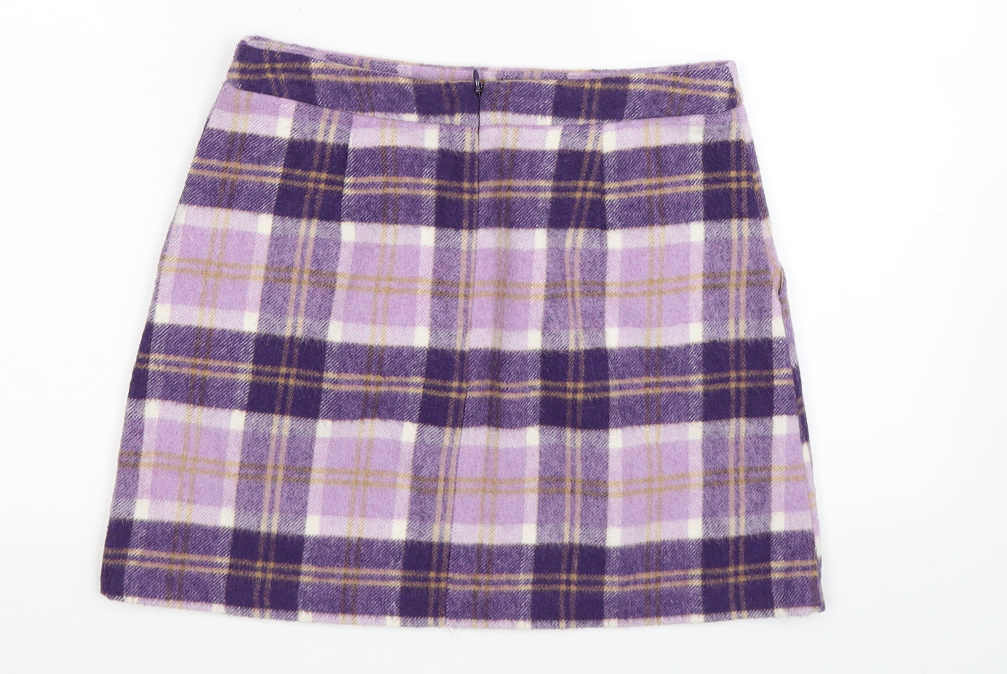 Topshop Womens Purple Check Knit Straight & Pencil Skirt Size 10