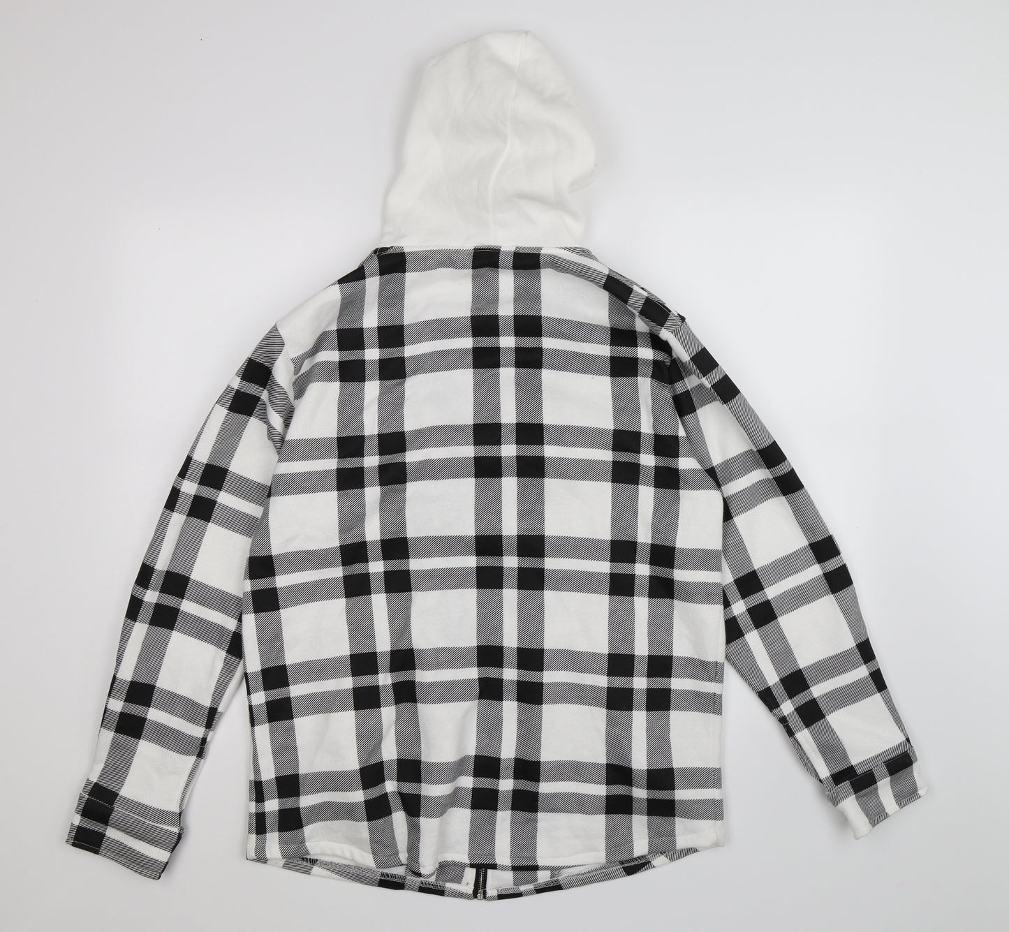rising Womens White Check  Full Zip Hoodie Size L
