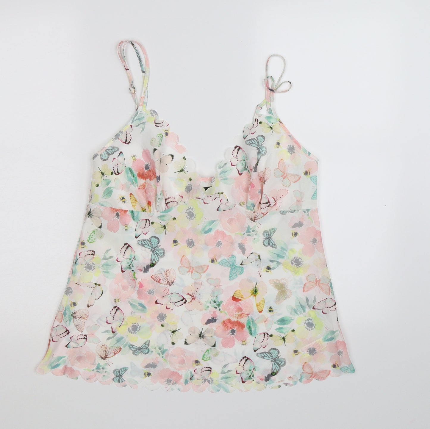 F&F Womens Pink Floral Chiffon Basic Tank Size 12  - butterfly