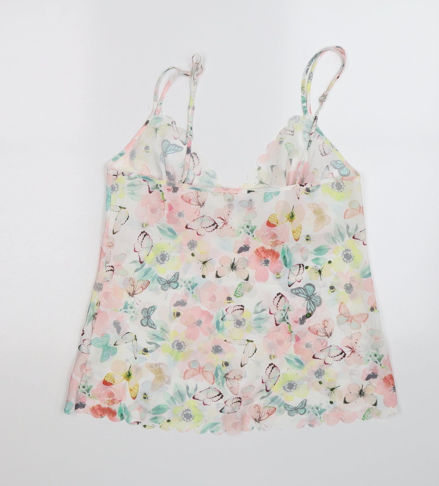 F&F Womens Pink Floral Chiffon Basic Tank Size 12  - butterfly