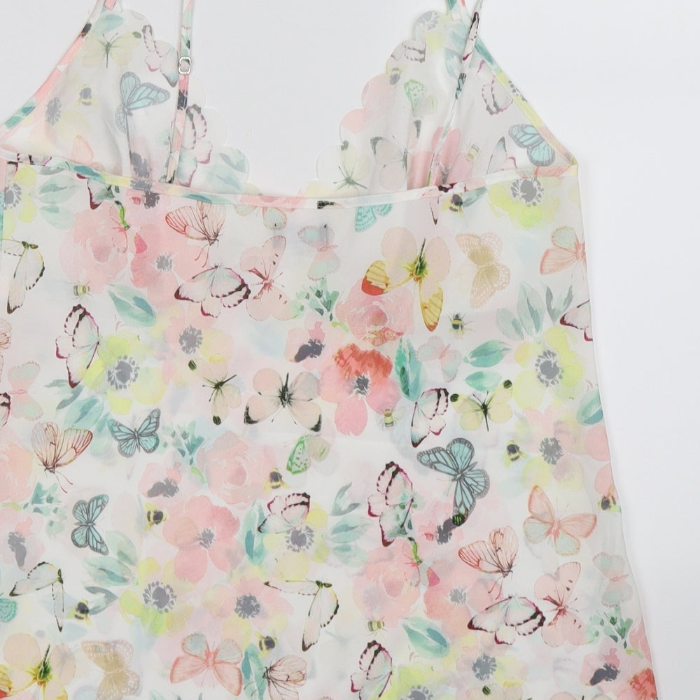 F&F Womens Pink Floral Chiffon Basic Tank Size 12  - butterfly