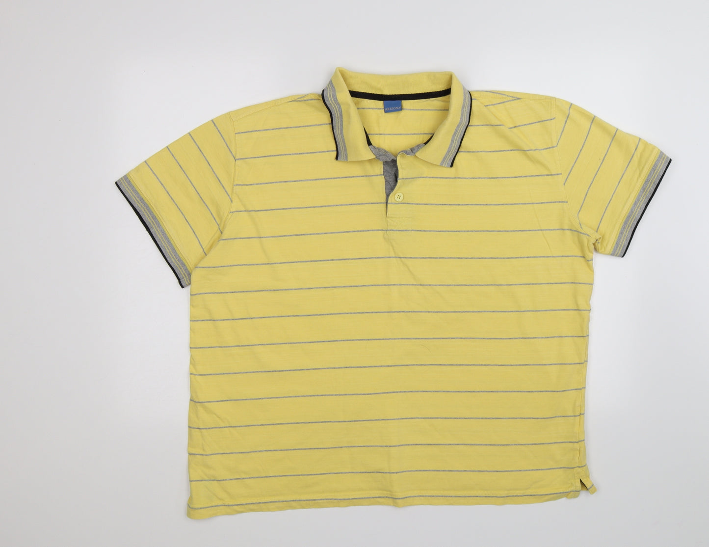 arizaon Mens Yellow Striped   Polo Size 2XL