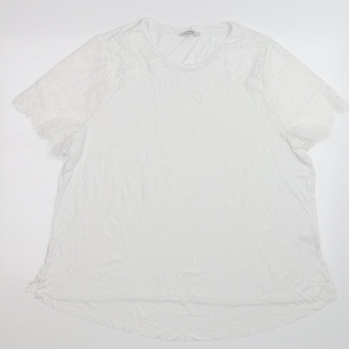 George Womens White Floral  Basic T-Shirt Size 24