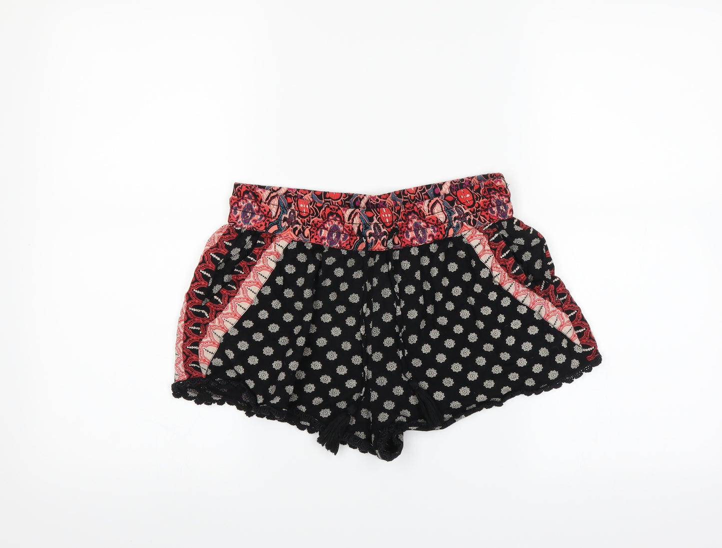 Primark Womens Black Paisley  Hot Pants Shorts Size 10