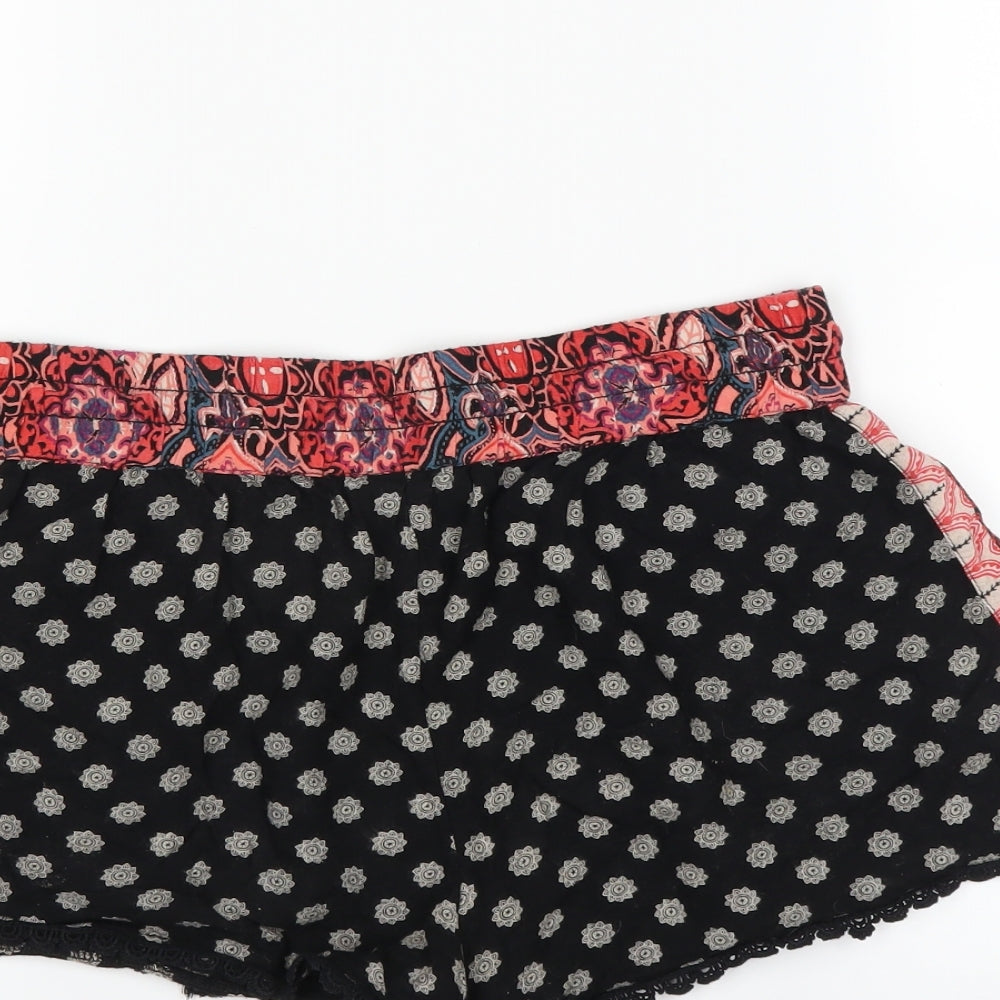 Primark Womens Black Paisley  Hot Pants Shorts Size 10