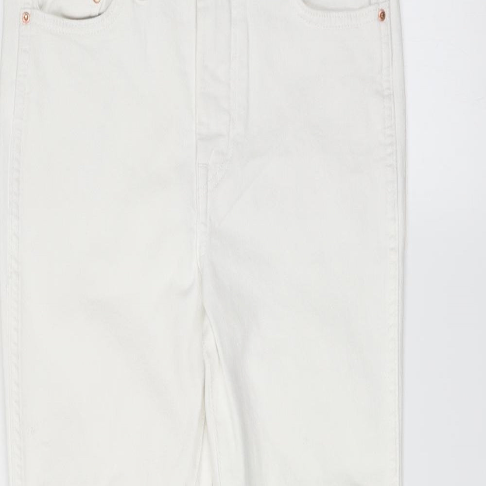 H&M Womens White  Denim Flared Jeans Size 28 in L24 in - cut off distressed