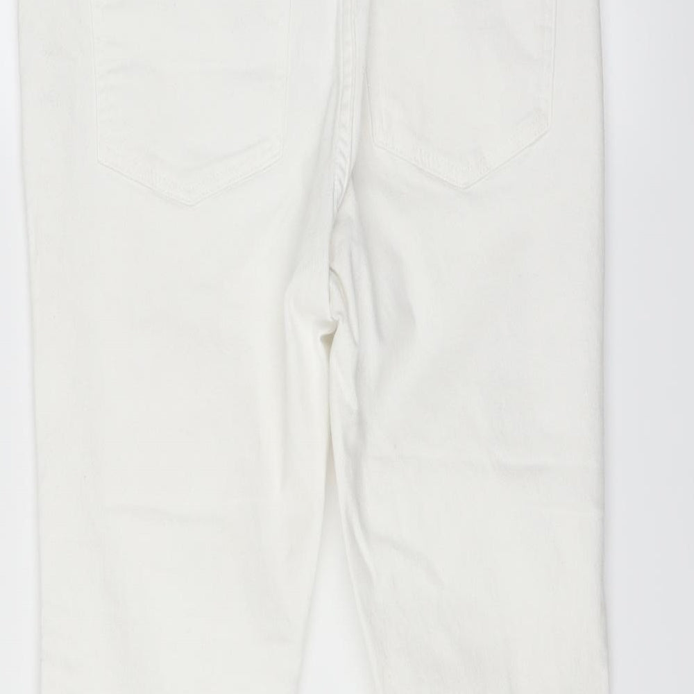 H&M Womens White  Denim Flared Jeans Size 28 in L24 in - cut off distressed