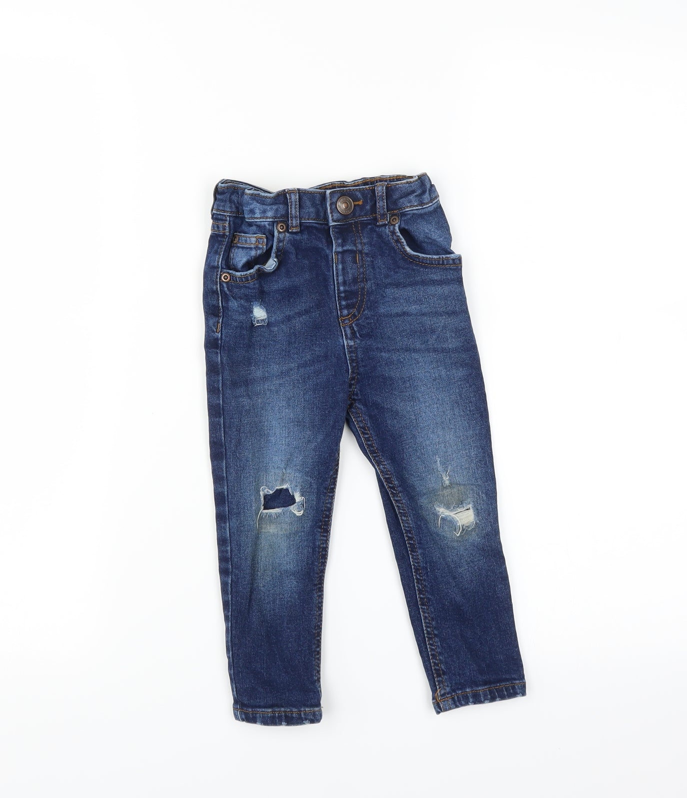 River Island Boys Blue  Denim  Jeans Size 18-24 Months  - DISTRESSED