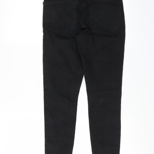 Topshop Womens Black  Denim Skinny Jeans Size 28 in L28 in - animal print trim
