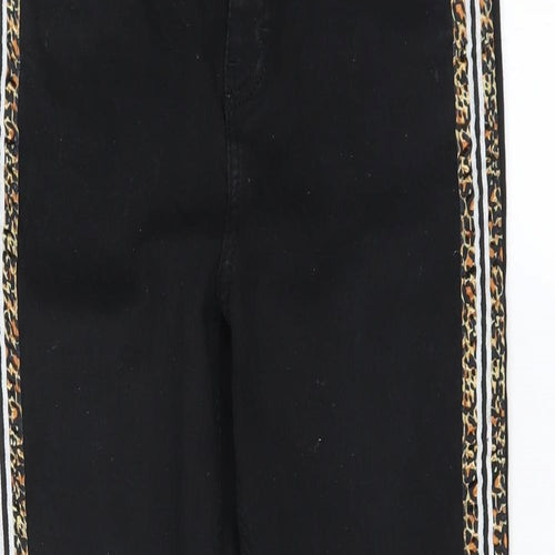 Topshop Womens Black  Denim Skinny Jeans Size 28 in L28 in - animal print trim