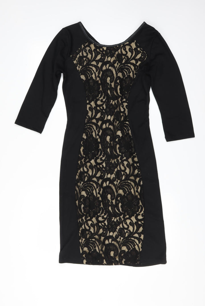 Greence Womens Black   Sheath  Size M  - lace panel