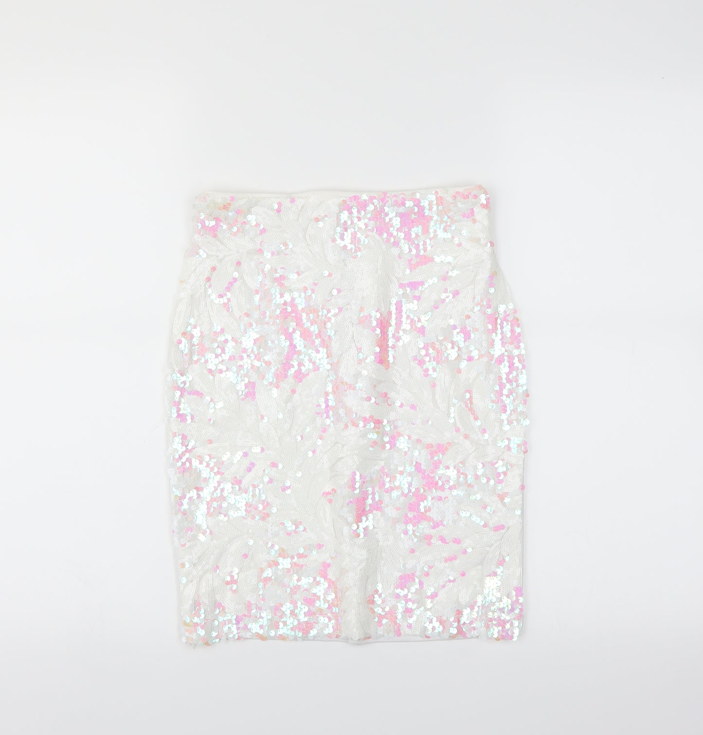 Quiz Womens White   Straight & Pencil Skirt Size 6  - sequin
