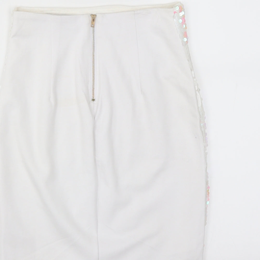 Quiz Womens White   Straight & Pencil Skirt Size 6  - sequin