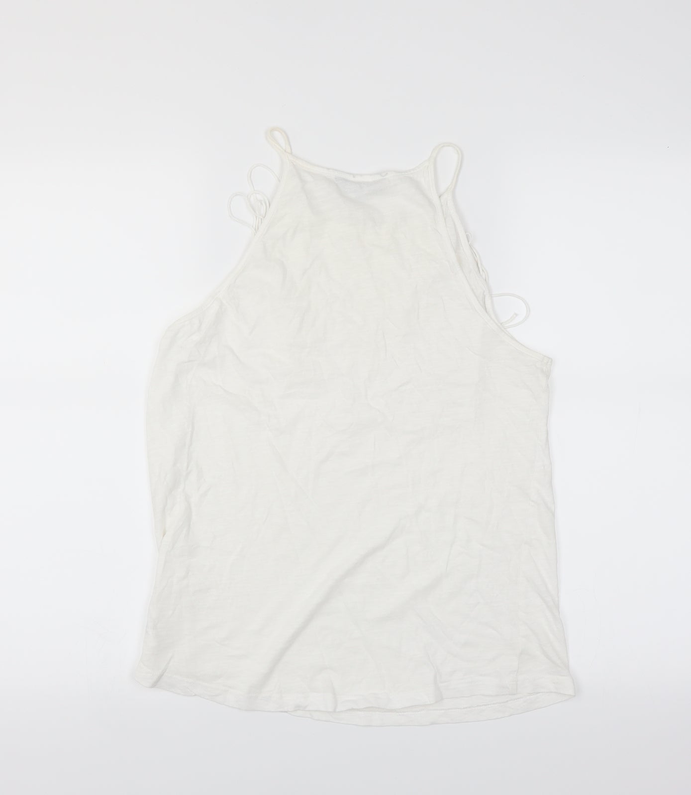 New Look Womens White   Camisole T-Shirt Size 14  - fringe detail