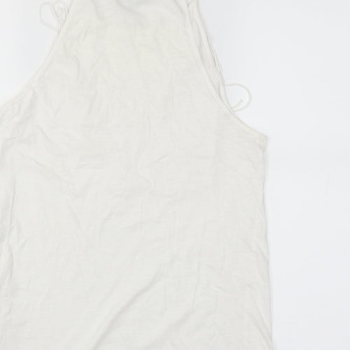 New Look Womens White   Camisole T-Shirt Size 14  - fringe detail