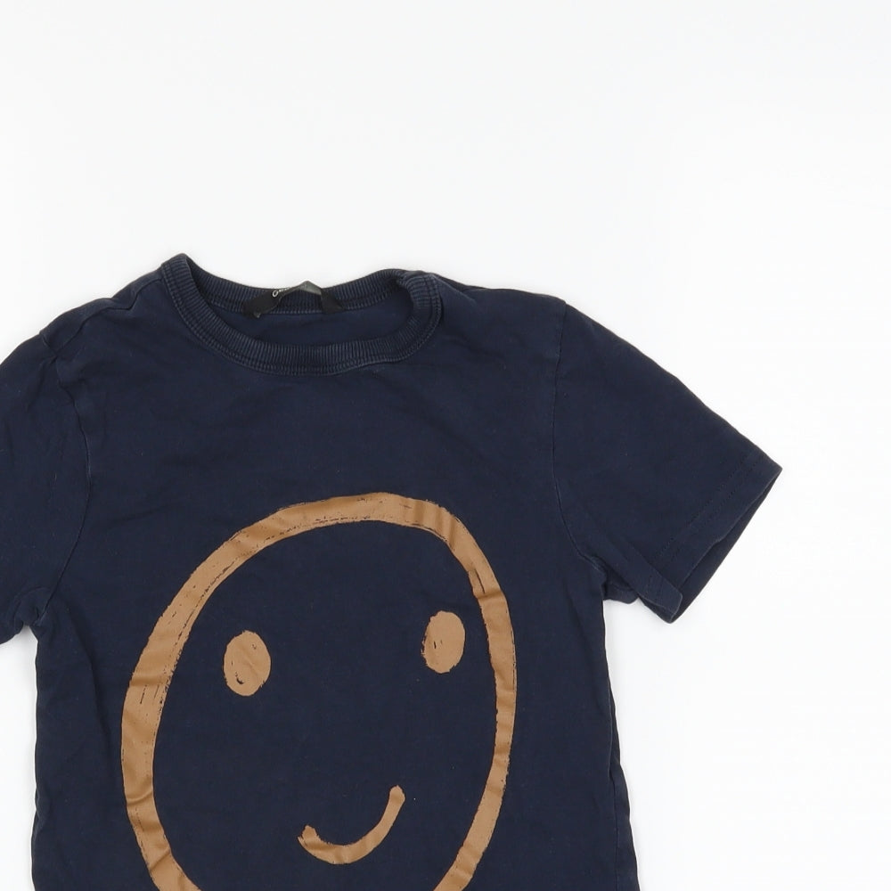 George Boys Blue   Basic T-Shirt Size 5-6 Years  - smiley face