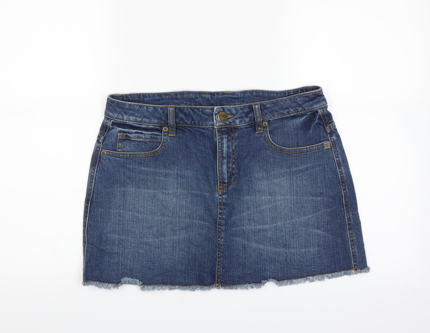 Animal Womens Black  Denim Mini Skirt Size 12  - Distressed hem