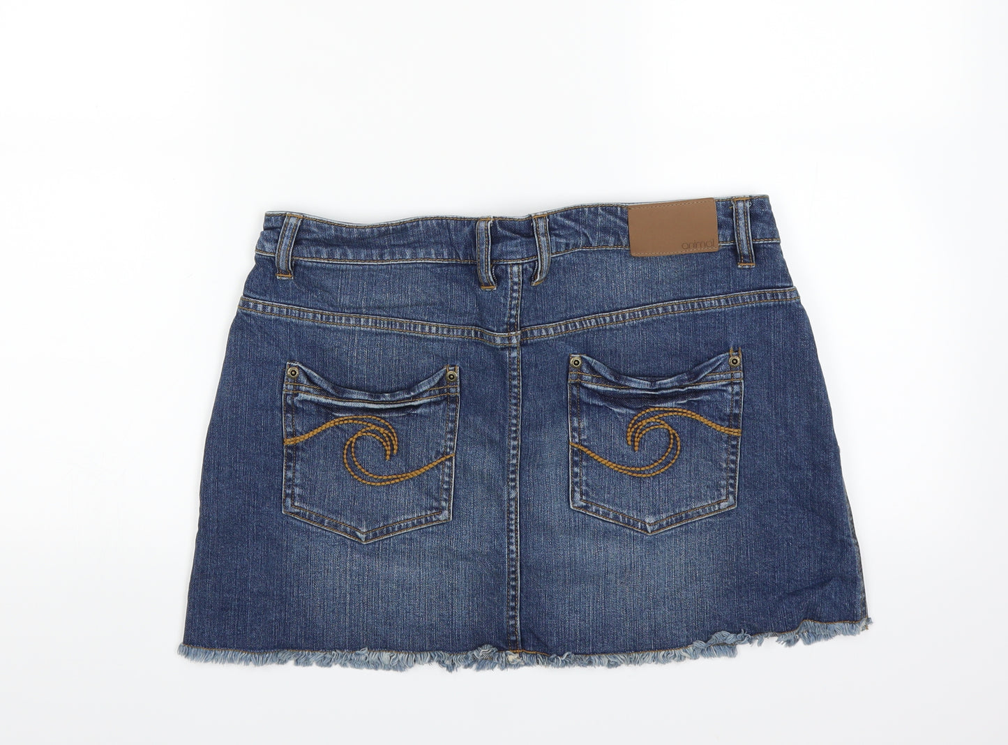 Animal Womens Black  Denim Mini Skirt Size 12  - Distressed hem