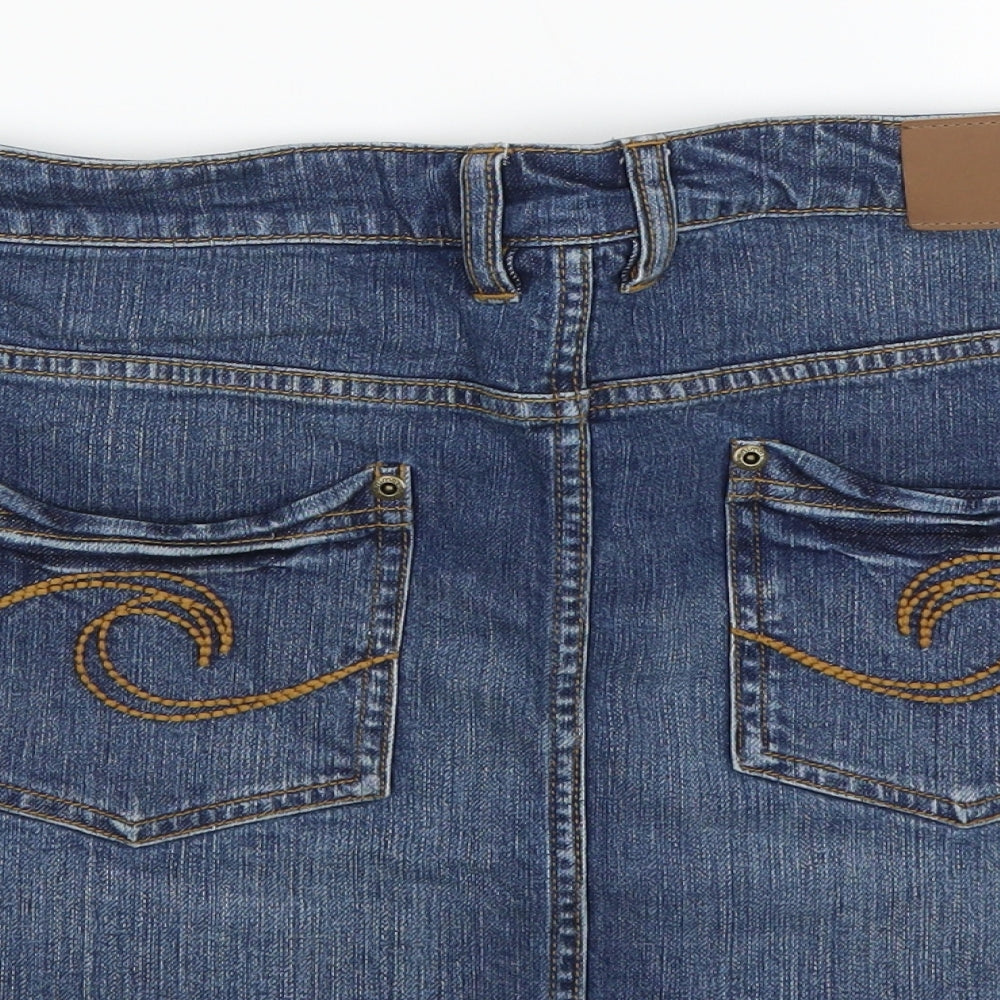 Animal Womens Black  Denim Mini Skirt Size 12  - Distressed hem