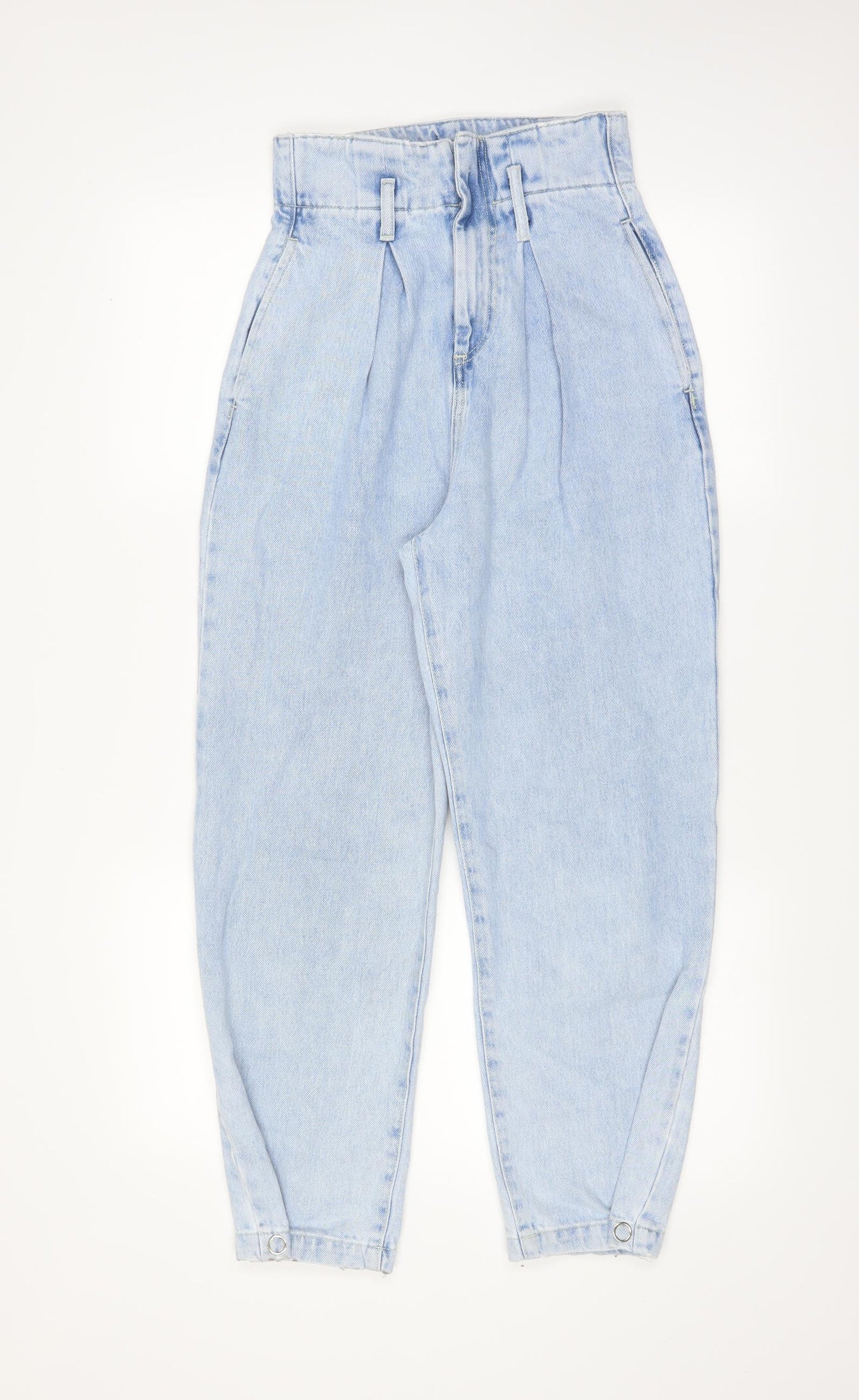 MNG Womens Blue  Denim Mom Jeans Size 6 L26 in - Paper Bag Waist