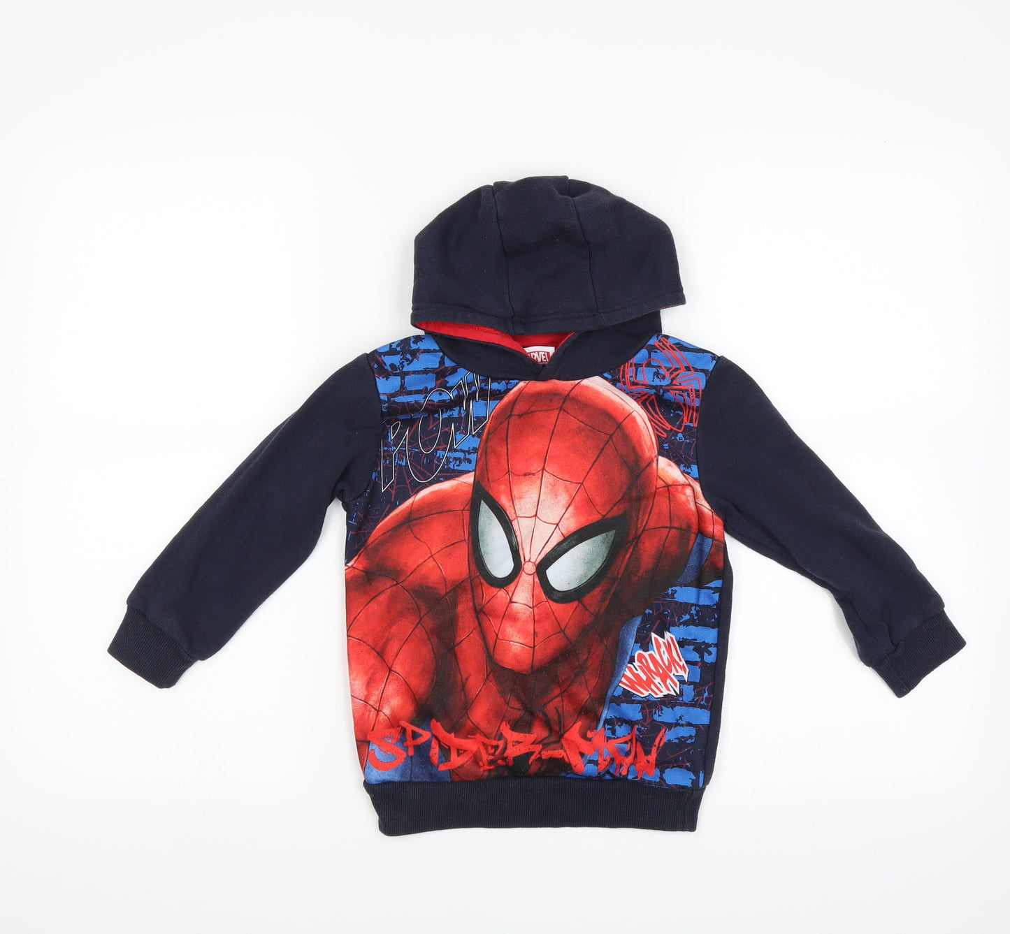 Marvel Boys Blue   Pullover Hoodie Size 5-6 Years  - SPIDERMAN