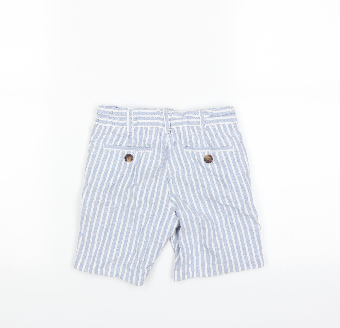 Marks and Spencer Boys Blue Striped  Chino Shorts Size 4-5 Years