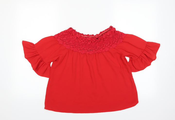Quiz Womens Red Basic Blouse Size 8
