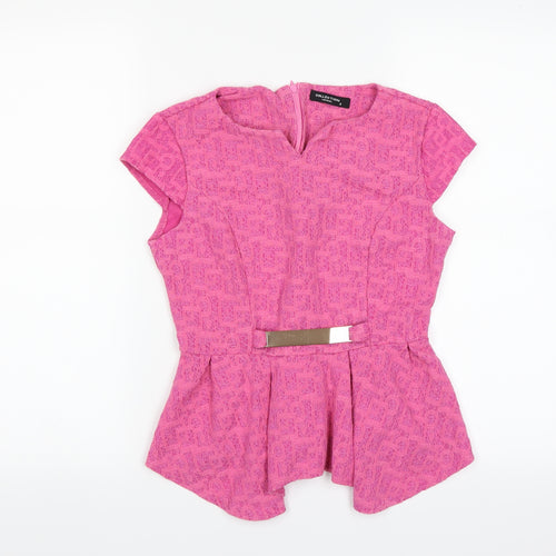 Collection London Womens Pink   Basic Blouse Size 8  - lace detail