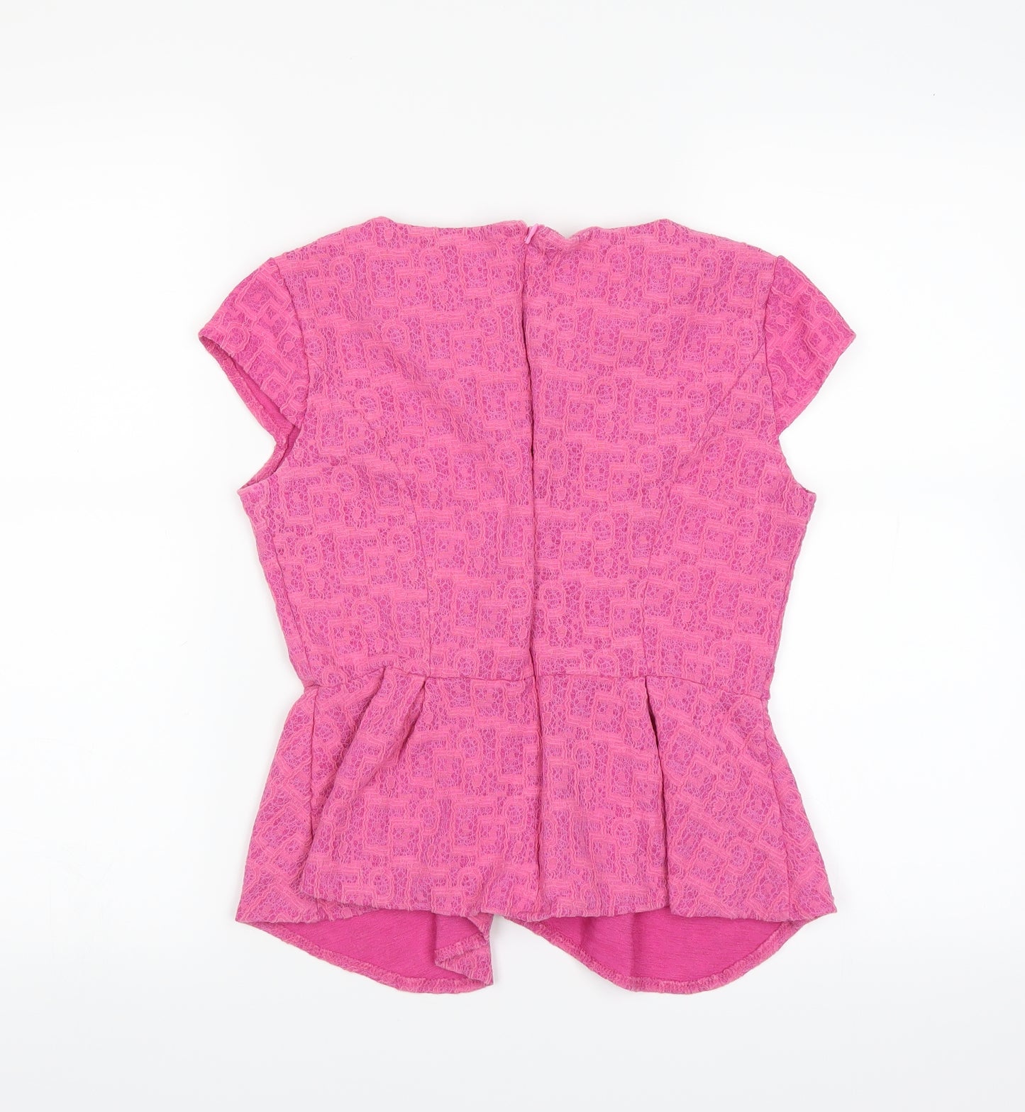 Collection London Womens Pink   Basic Blouse Size 8  - lace detail