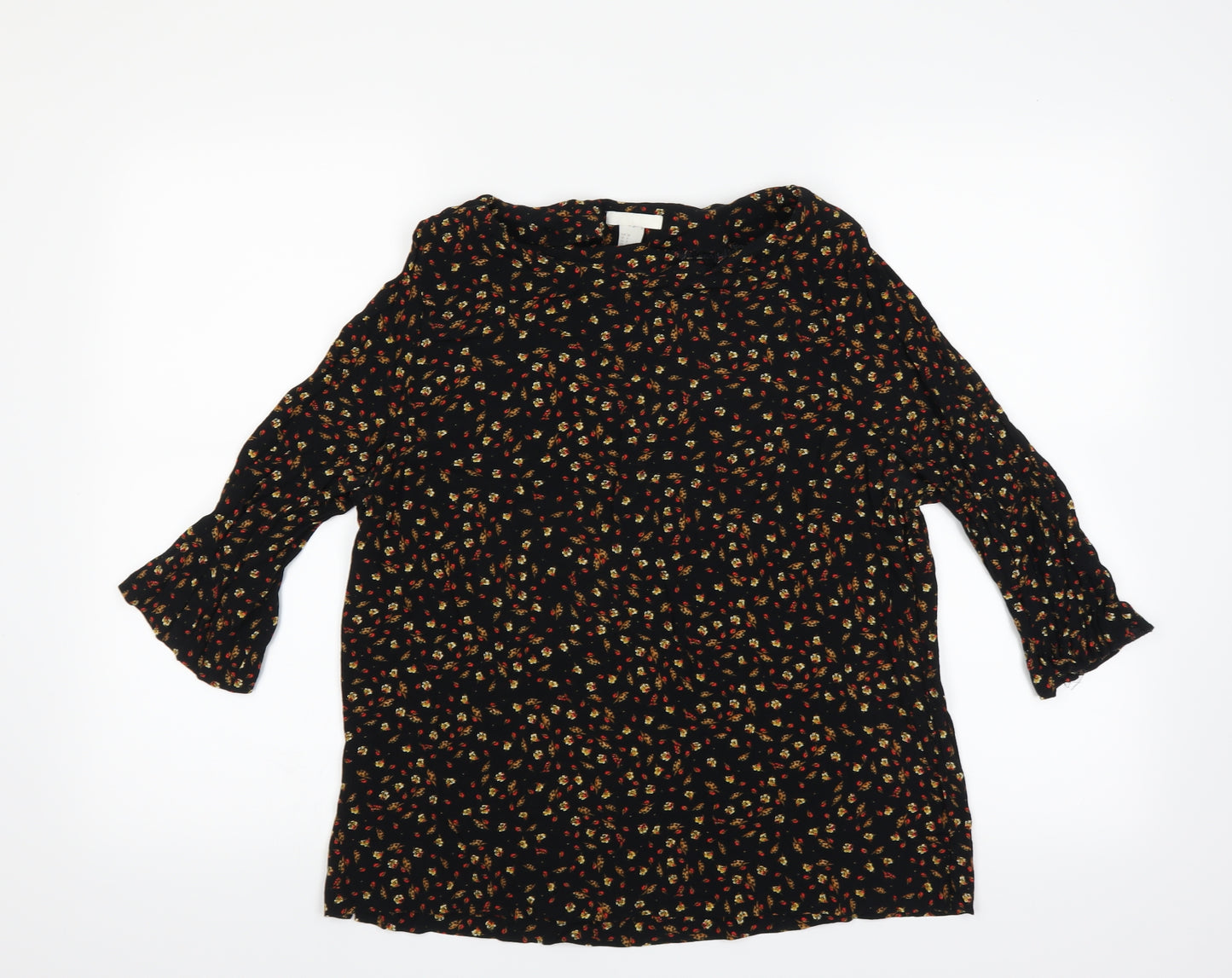 H&M Womens Black Floral  Basic Blouse Size 10