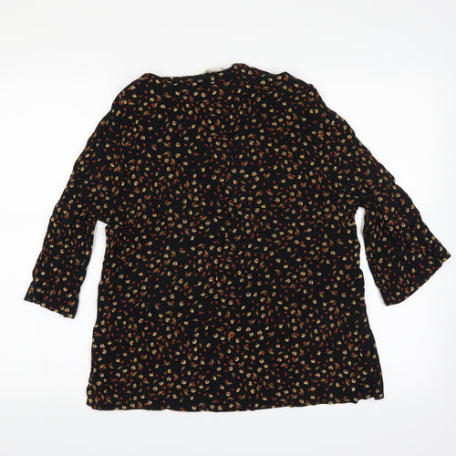 H&M Womens Black Floral  Basic Blouse Size 10