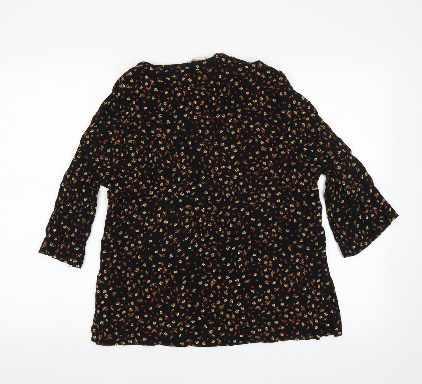 H&M Womens Black Floral  Basic Blouse Size 10