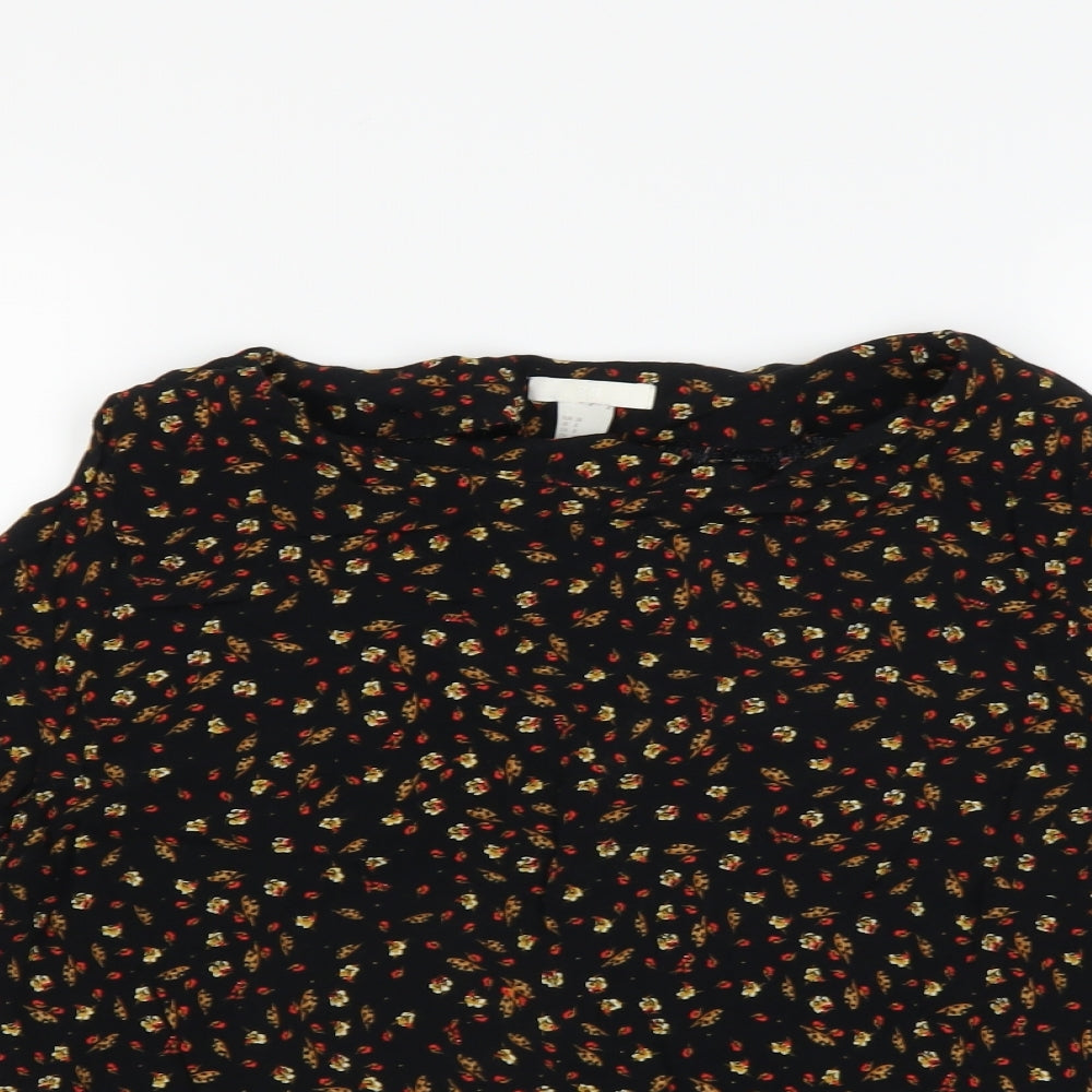 H&M Womens Black Floral  Basic Blouse Size 10