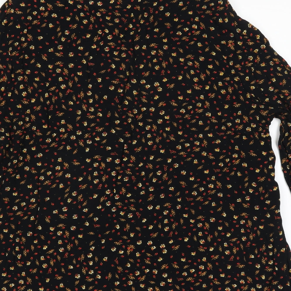 H&M Womens Black Floral  Basic Blouse Size 10