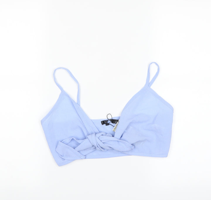 Boohoo Womens Purple   Basic Blouse Size 8  - bra top tie front