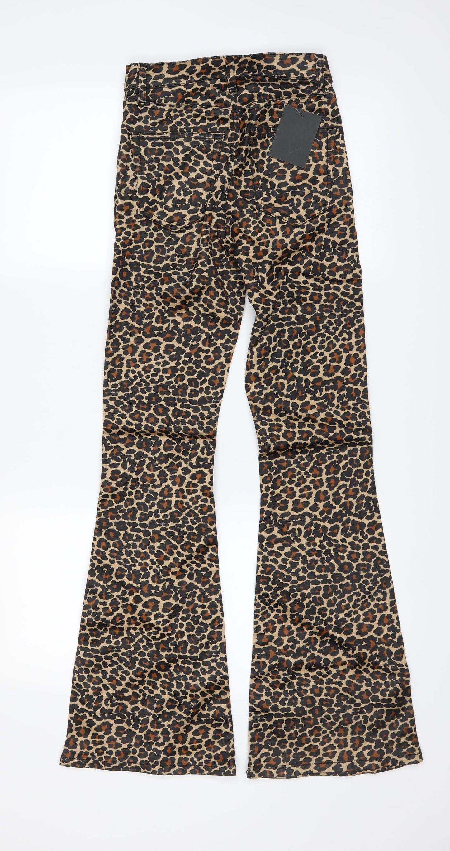 Topshop Womens Brown Animal Print  Flared Jeans Size 26 in L30 in